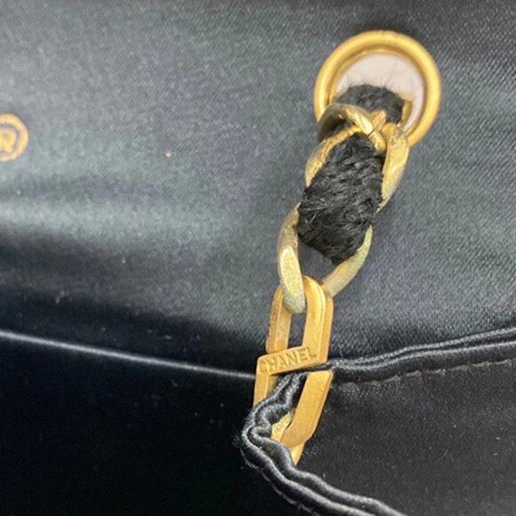 CHANEL CC Mini Matelasse Chain Shoulder Bag Satin Black GHW Vintage 648RL403 - Picture 15 of 16
